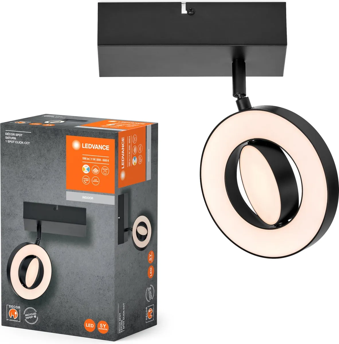 LEDVANCE Decor Spot Saturn CLICK-CCT 11W - Zwart