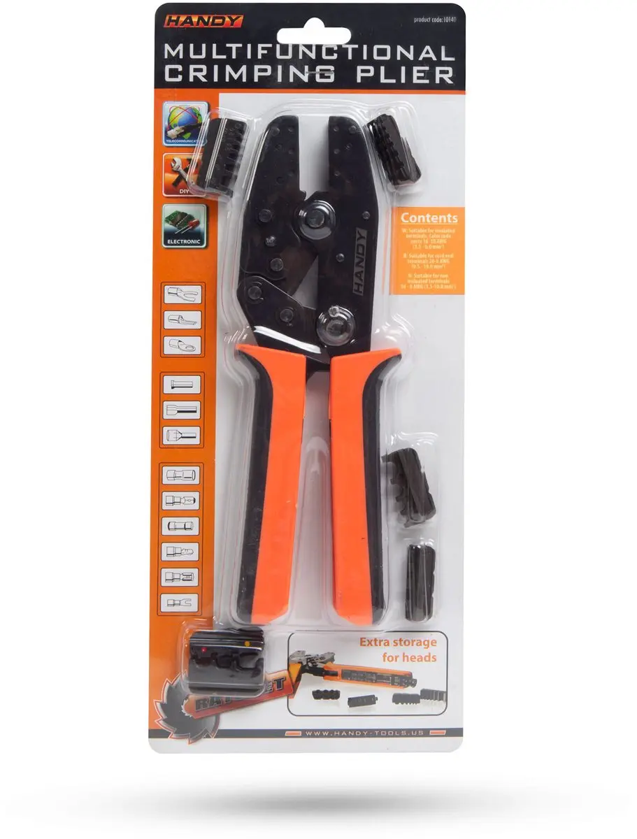 Handy 3-in-1 Rateltang Krimptang 1,5–10,0mm² - Zwart/Oranje