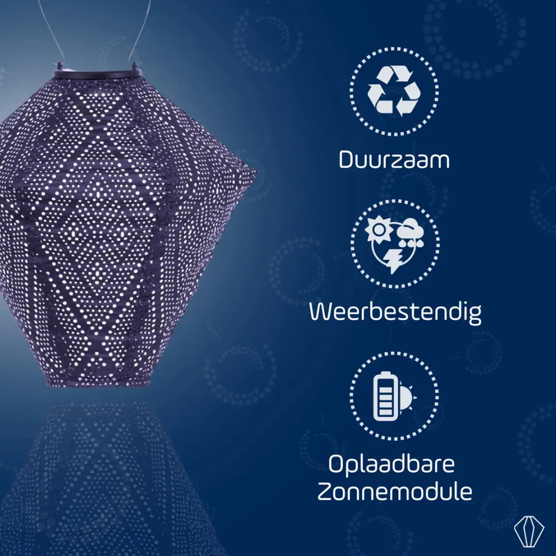 Lumiz Ikat Diamond Zonne Tuinverlichting - Blauw/Paars - 28 cm