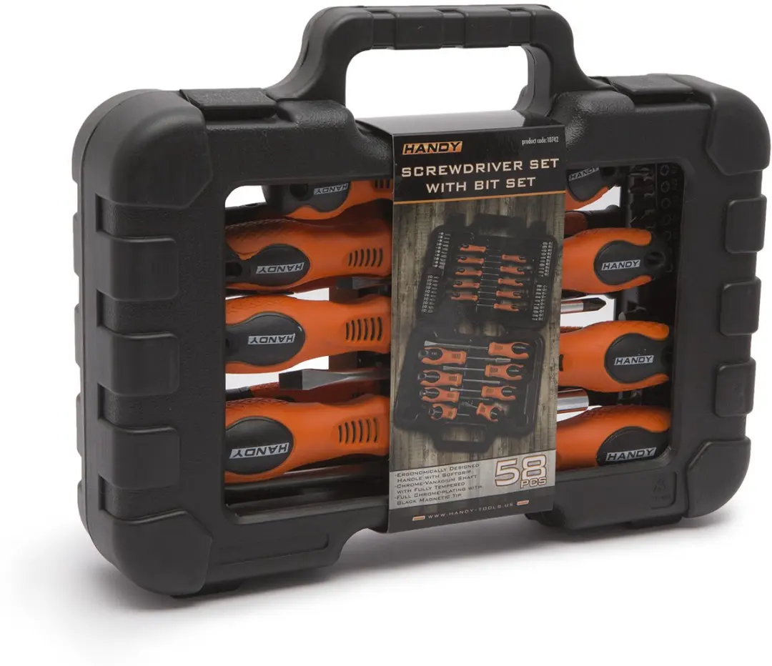 Handy 59-delige Schroevendraaierset 10742 - PH/PZ/Torx/Inbus - Oranje/Zwart