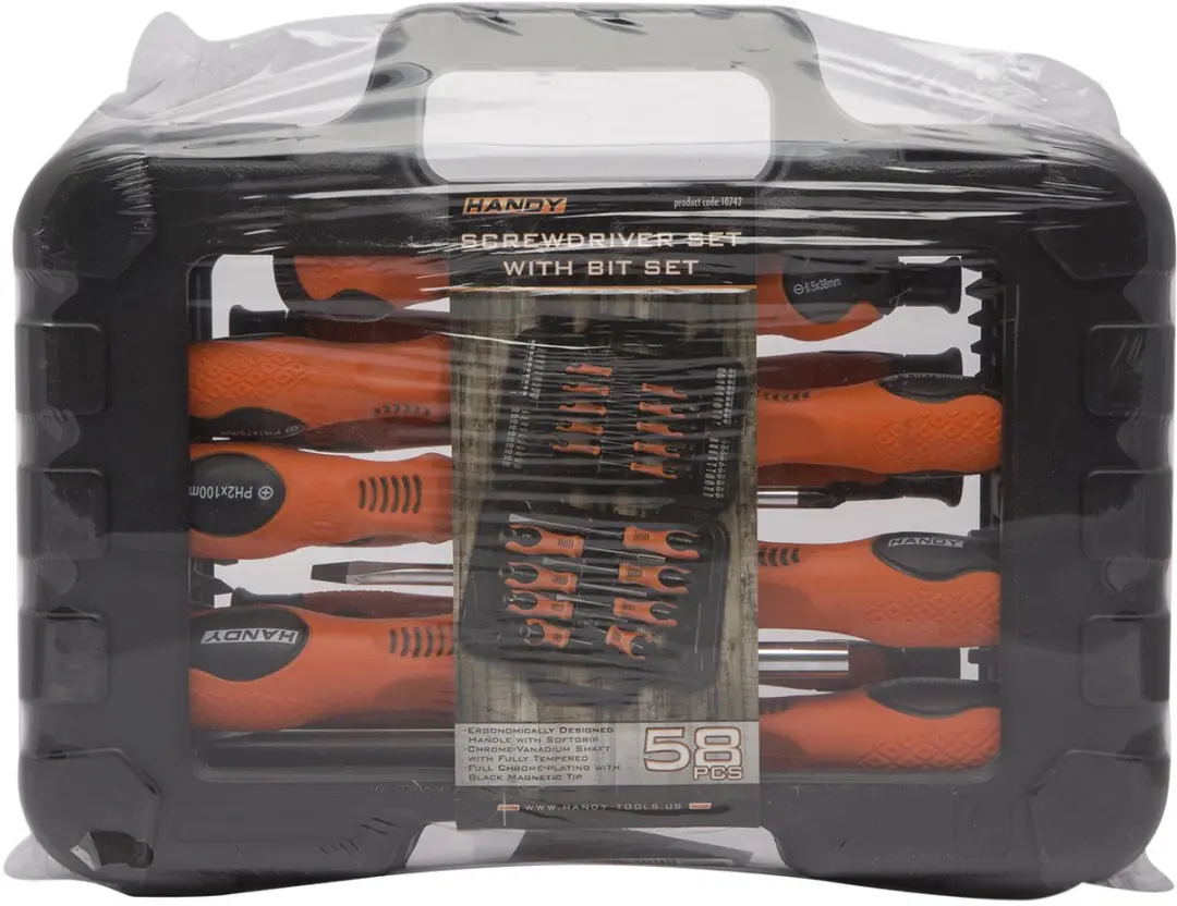 Handy 59-delige Schroevendraaierset 10742 - PH/PZ/Torx/Inbus - Oranje/Zwart