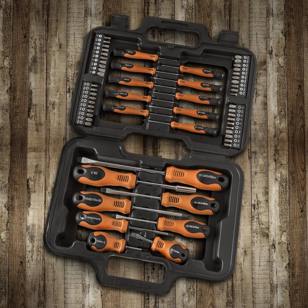 Handy 59-delige Schroevendraaierset 10742 - PH/PZ/Torx/Inbus - Oranje/Zwart