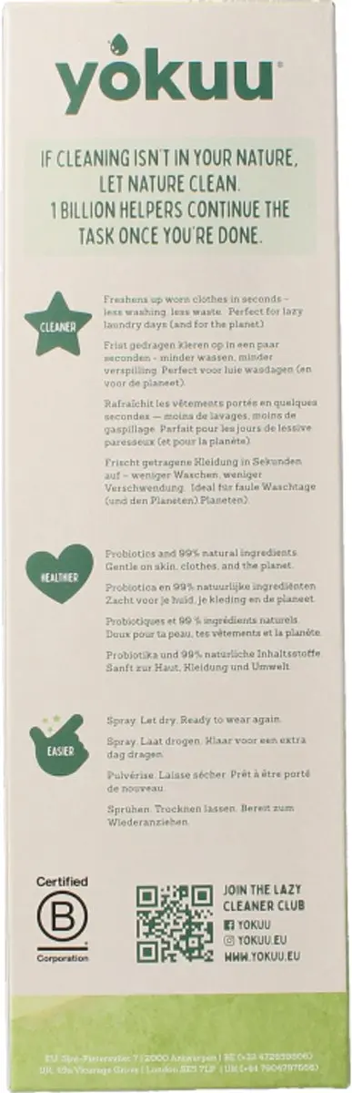 Yokuu Probiotische Kledingopfrisser Startkit - 300ml - Groen/Wit