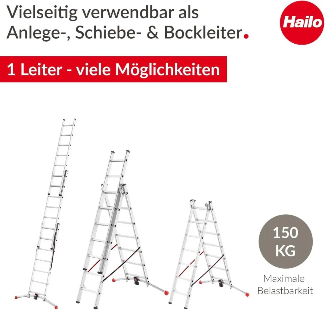 Hailo HobbyLOT Combinatieladder 3-delig - 27 Sporten - 150 kg - afbeelding 6 van 6