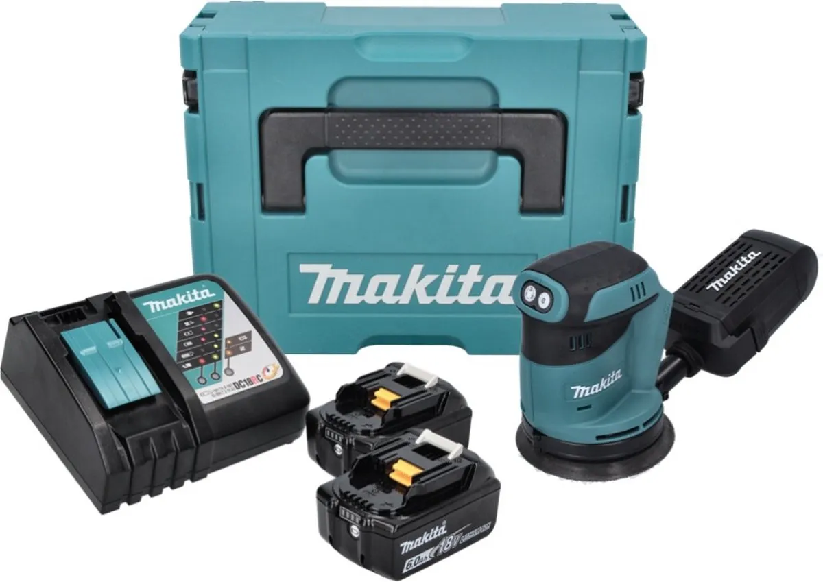 Makita DBO 180 Excentrische Schuurmachine 18V - 2x 6,0Ah + Oplader + Makpac - afbeelding 3 van 5