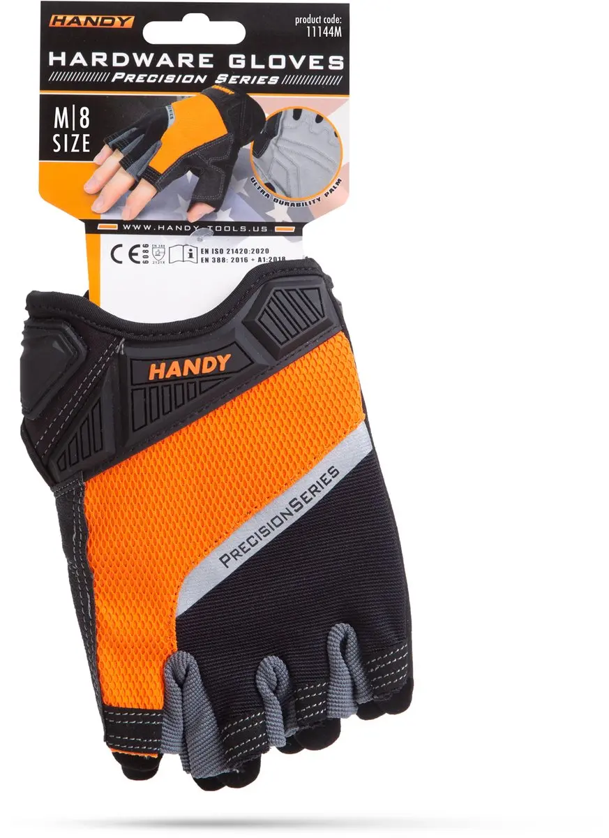 Handy Werkhandschoenen M Fingerless - Foam Palm - Synthetisch Leer - Zwart