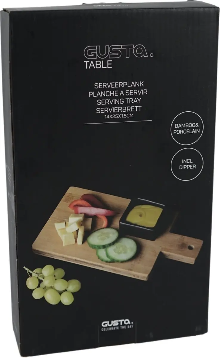 Gusta Bamboe Serveerplankje 14x25cm - met schaaltje