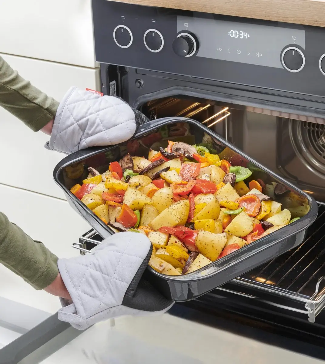 Metaltex Ovenhandschoenen 14cm - Grijs/Zwart - 2 Stuks
