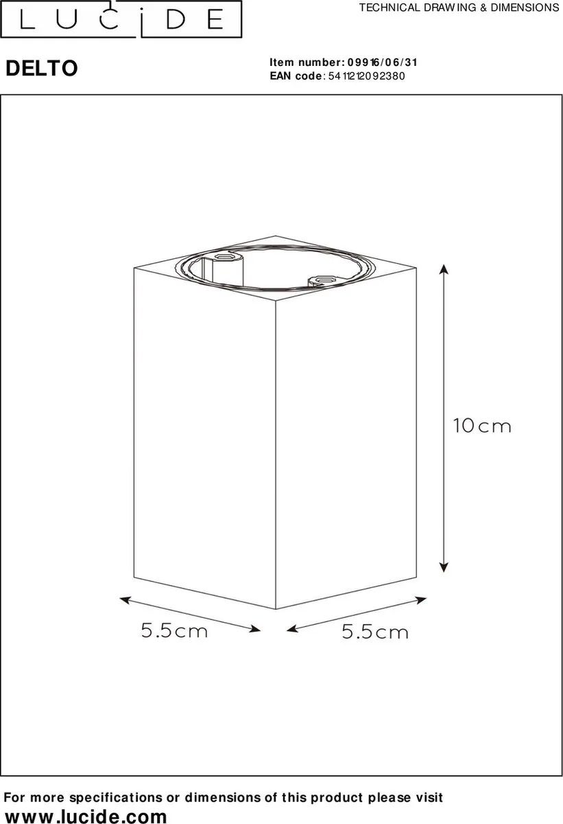 Lucide DELTO Plafondspot GU10 5W - Wit