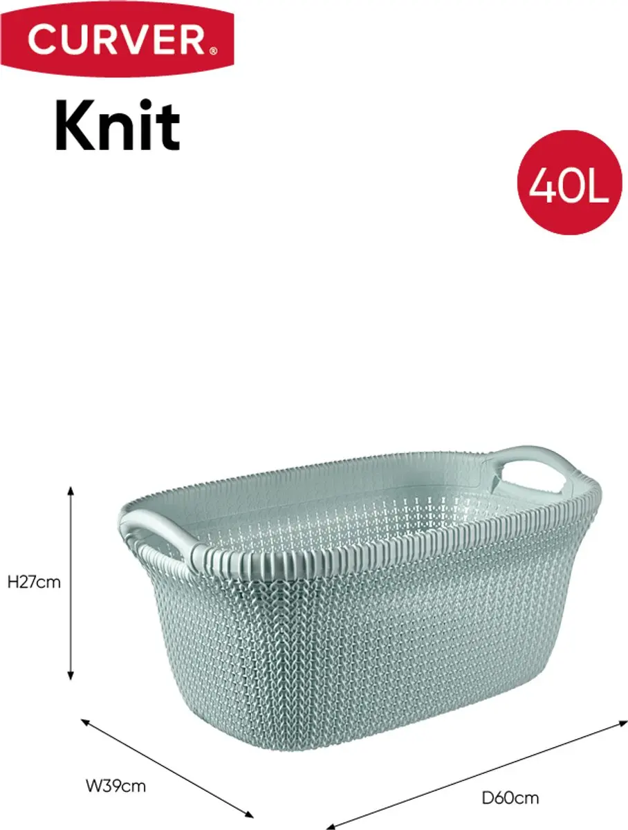 Curver Knit Wasmand 40L - 2 Stuks Misty Blue