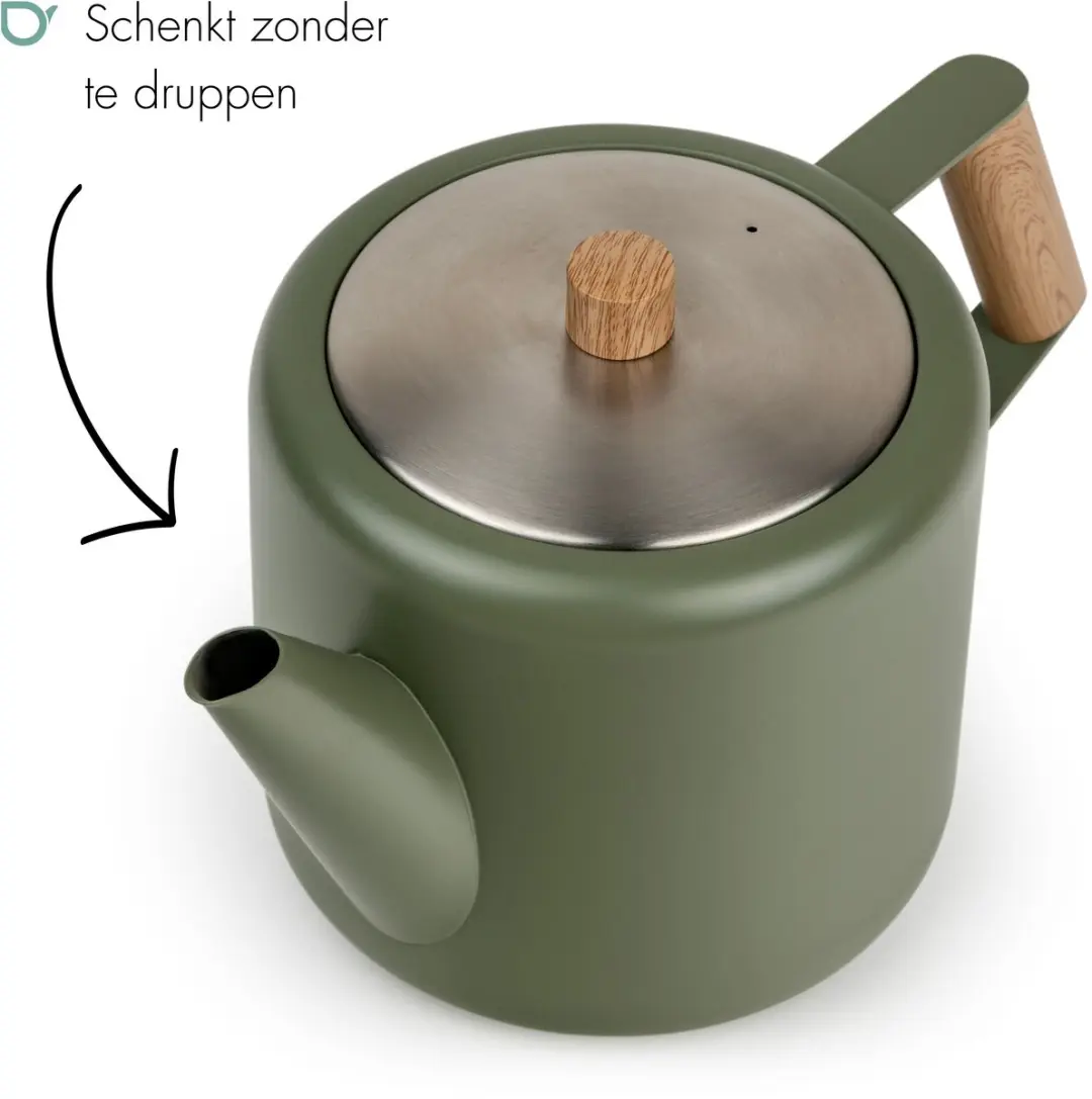Bredemeijer Theepot Boston Duet Design 1,1L - RVS Legergroen