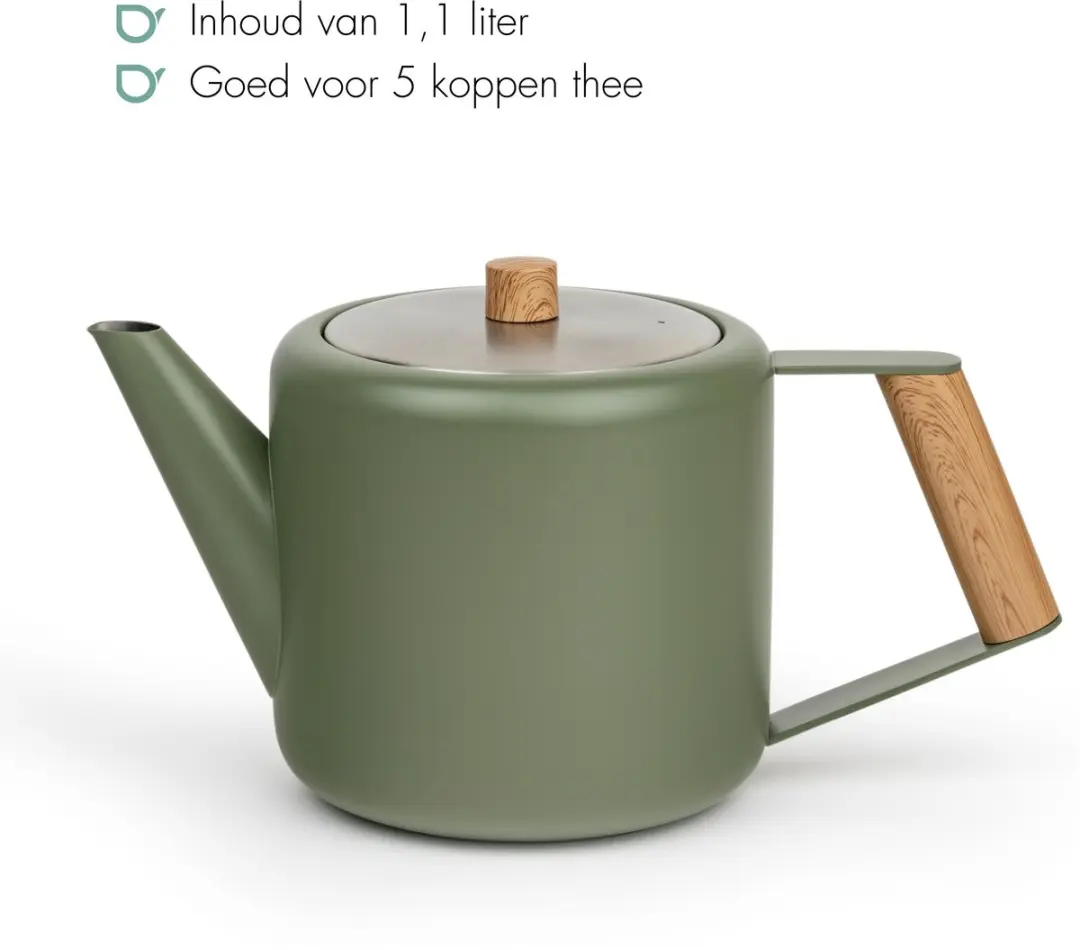Bredemeijer Theepot Boston Duet Design 1,1L - RVS Legergroen