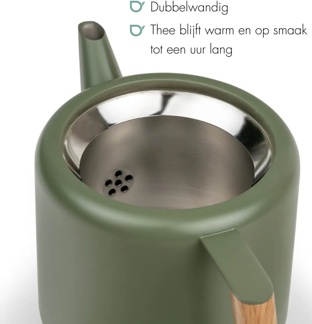Bredemeijer Theepot Boston Duet Design 1,1L - RVS Legergroen