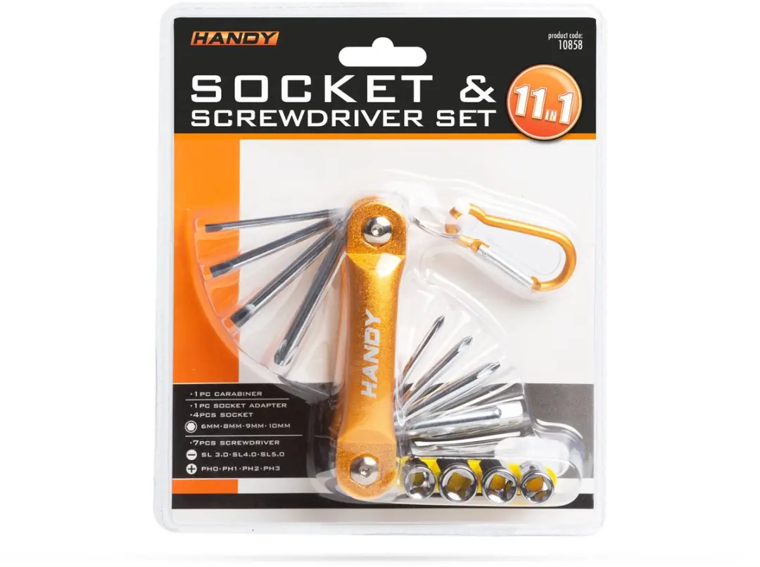 Handy 10858 Compacte Schroevendraaier- en Dopsleutelset - Goud