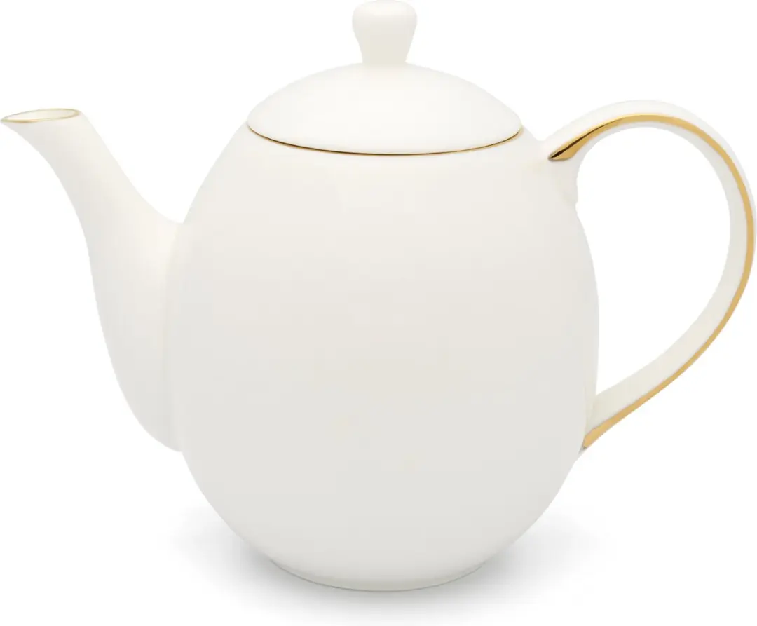 Bredemeijer Canterbury Theepot 1,2L - Porselein wit - 2 Mokjes + Zeef - 6 Kopjes