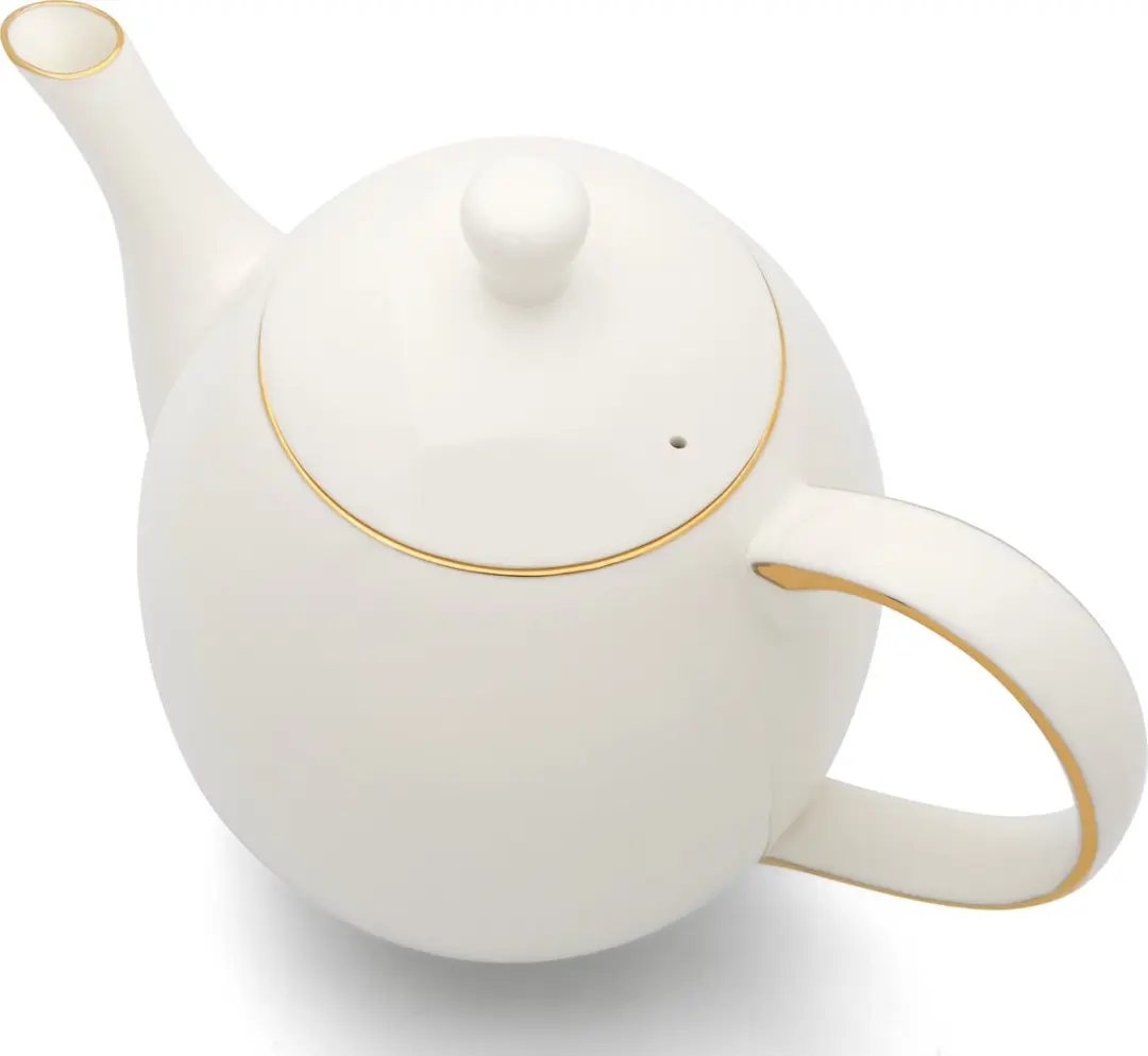 Bredemeijer Canterbury Theepot 1,2L - Porselein wit - 2 Mokjes + Zeef - 6 Kopjes