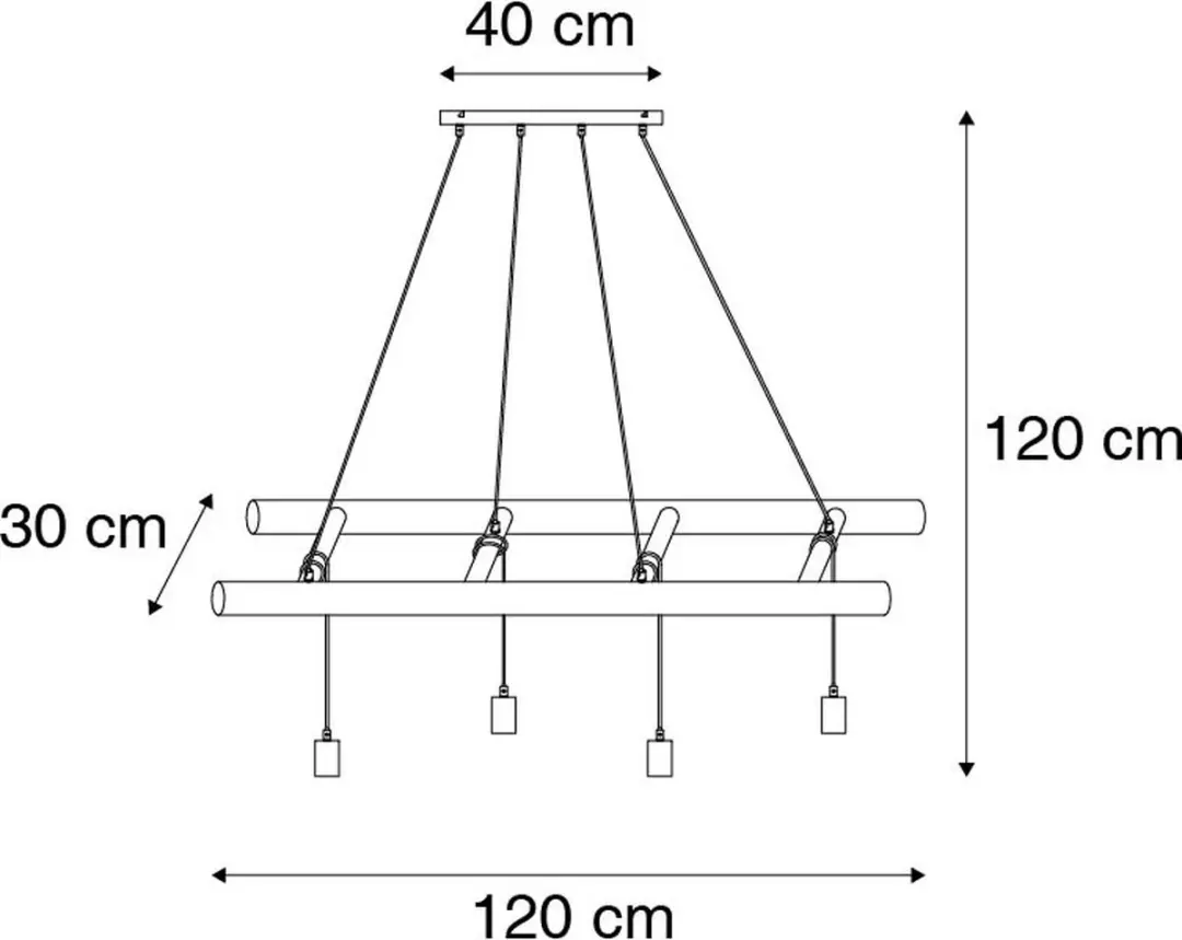 Paul Neuhaus Scala Landelijke Hanglamp 4-lichts - 120cm - Bruin