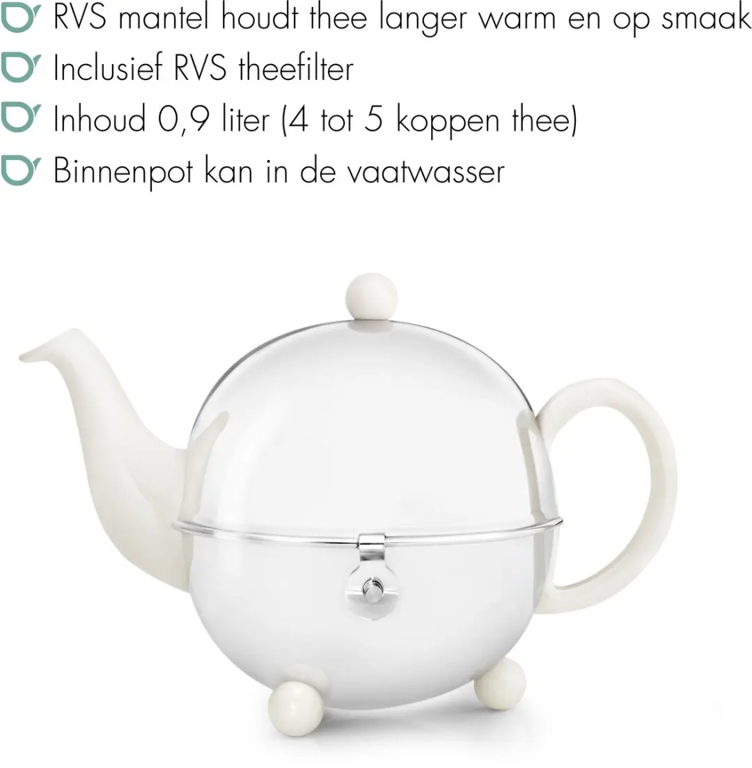Bredemeijer Cosy Theepot Dubbelwandig 0,9L - Wit