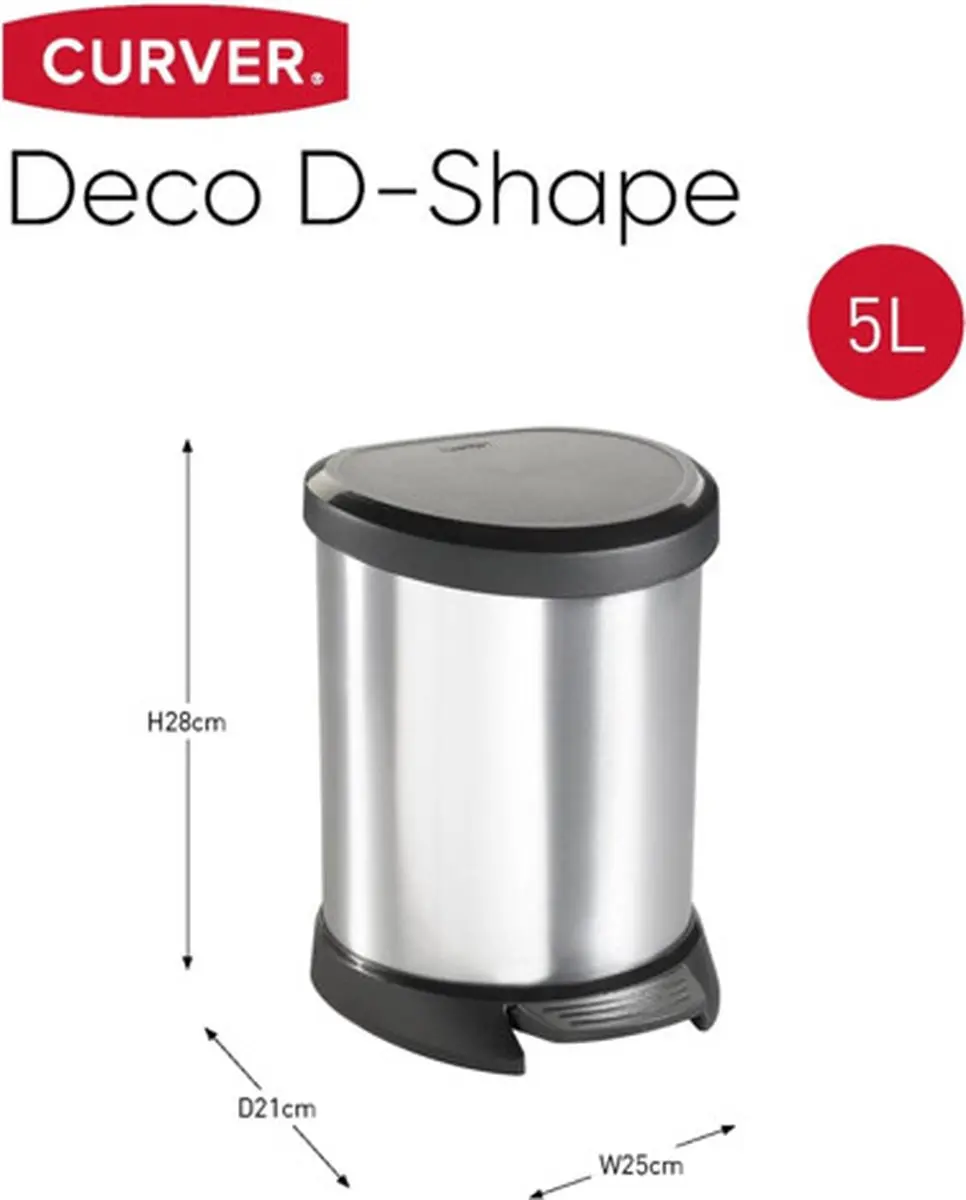 Curver Decobin Pedaalemmer 5L - Metallic