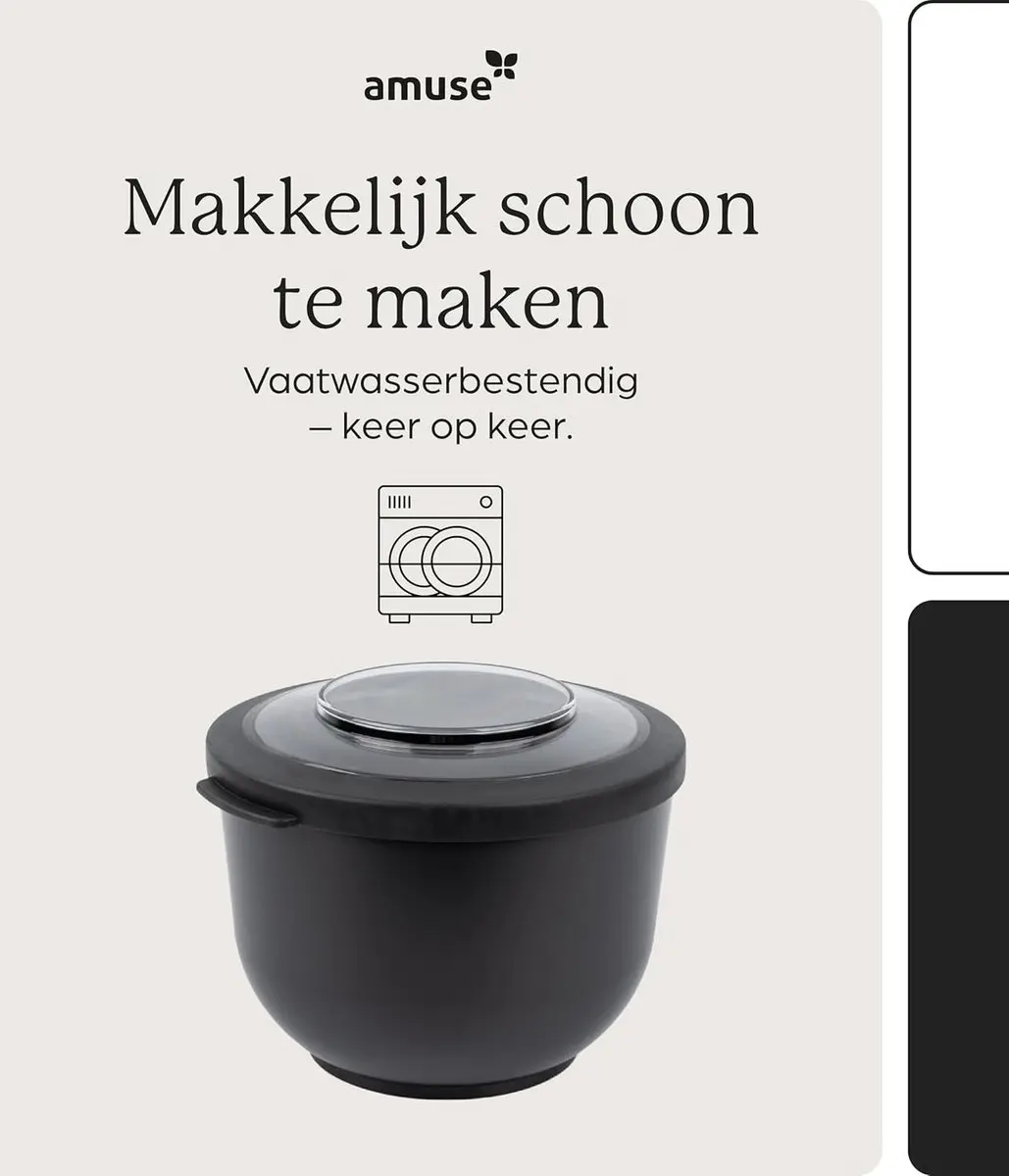 Amuse Tylla Charcoal Lunchbox 1200ml - 2-delig - Zwart