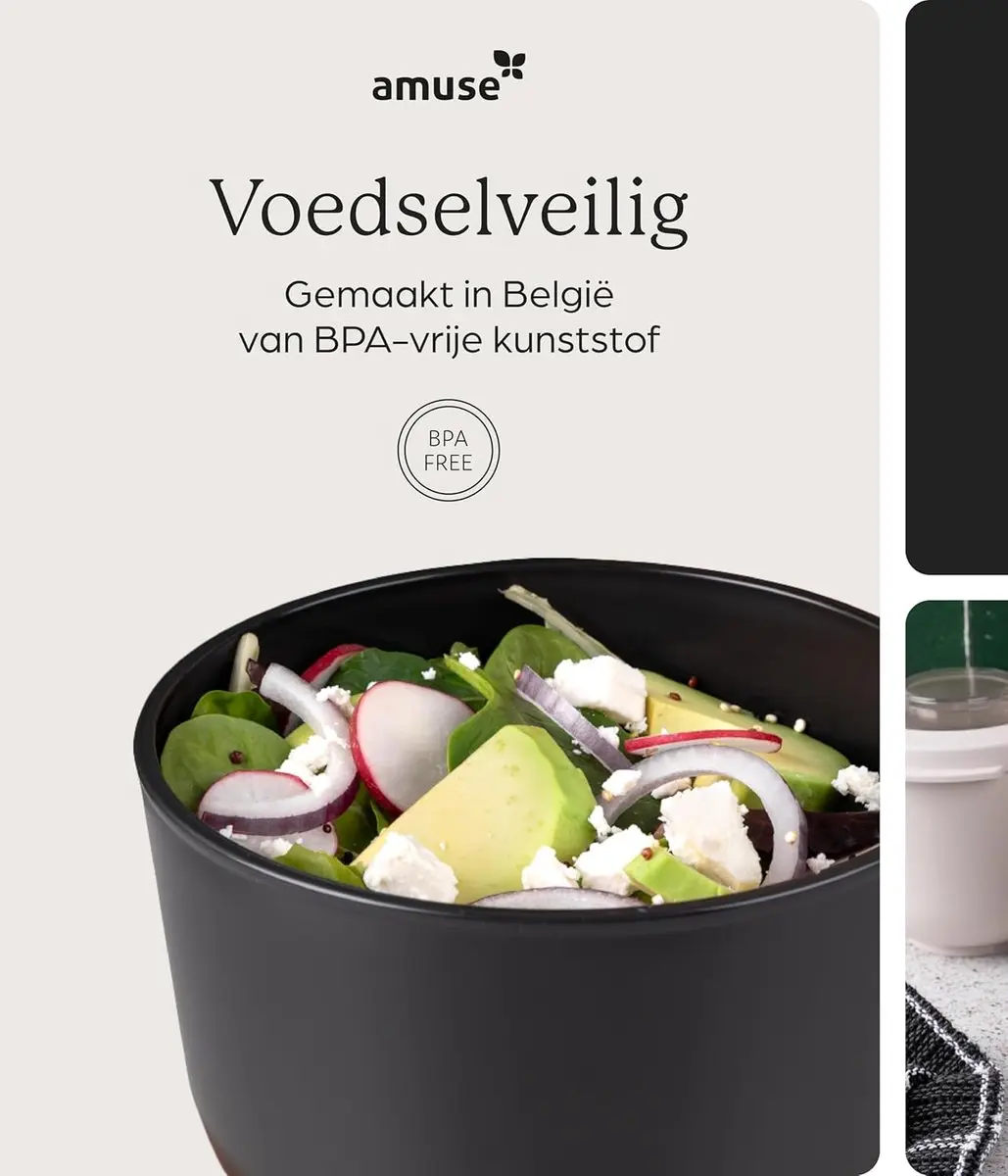 Amuse Tylla Charcoal Lunchbox 1200ml - 2-delig - Zwart - afbeelding 6 van 6