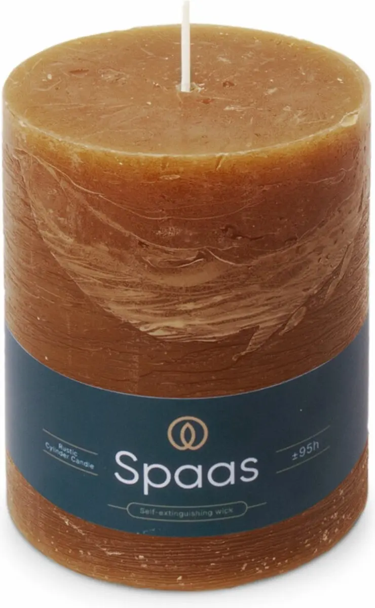 Spaas Rustieke Pillarkaars Cognac - 6 Stuks