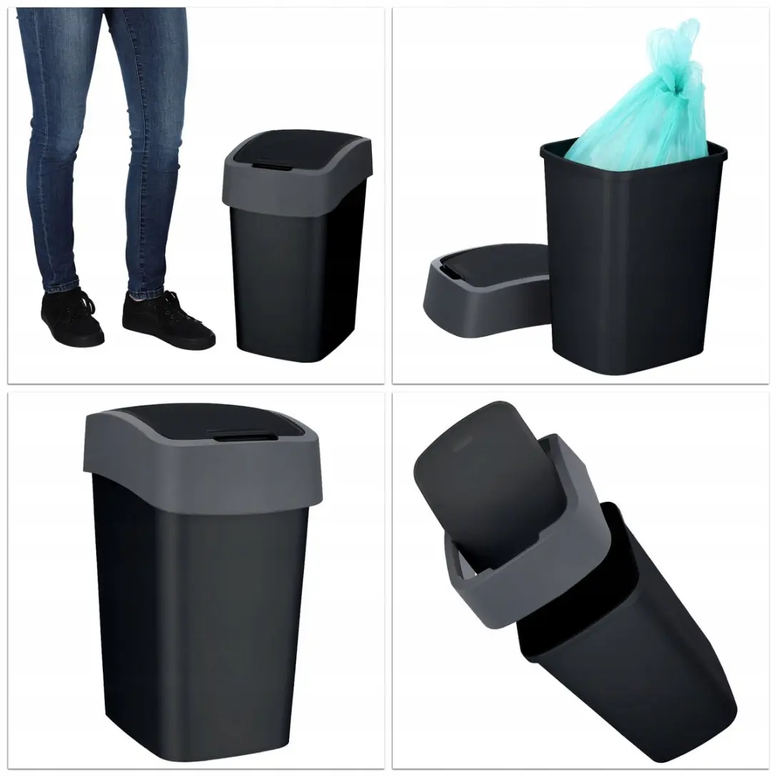 Curver Flip Bin 25L - 60cm - Zilver/Zwart - afbeelding 6 van 6