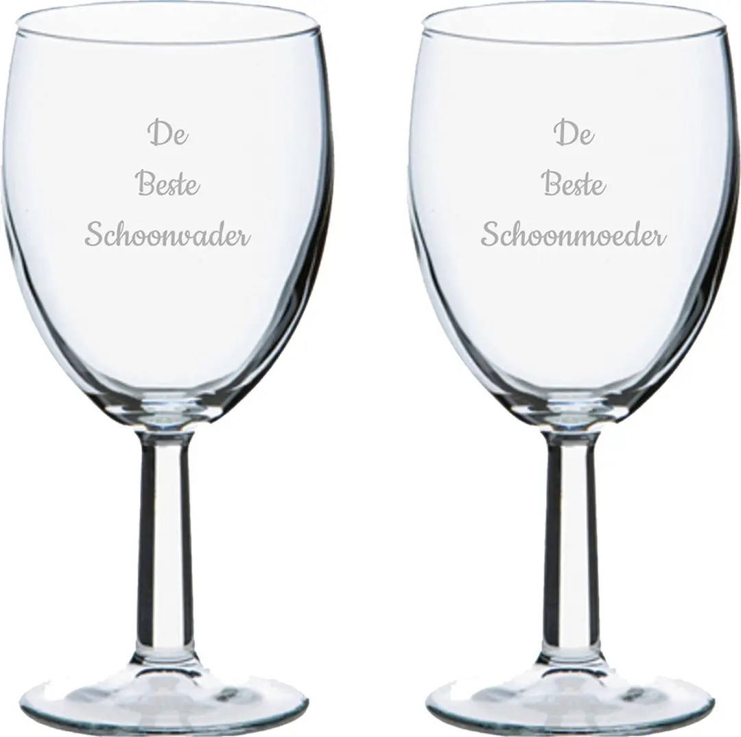 Royal Leerdam Gegraveerd Wijnglas De Beste Schoonvader/Beste Schoonmoeder