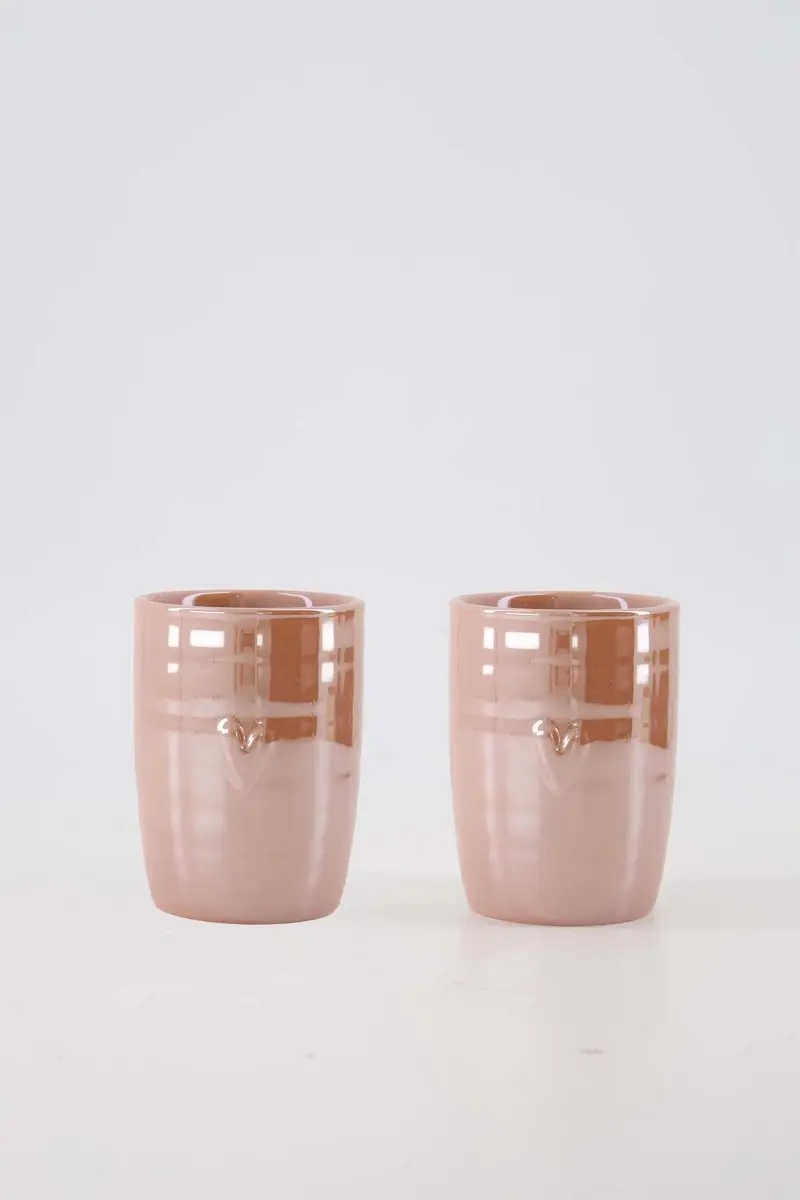 Zusss Cadeauset Koffiemokken Hartje Parelmoer Roze