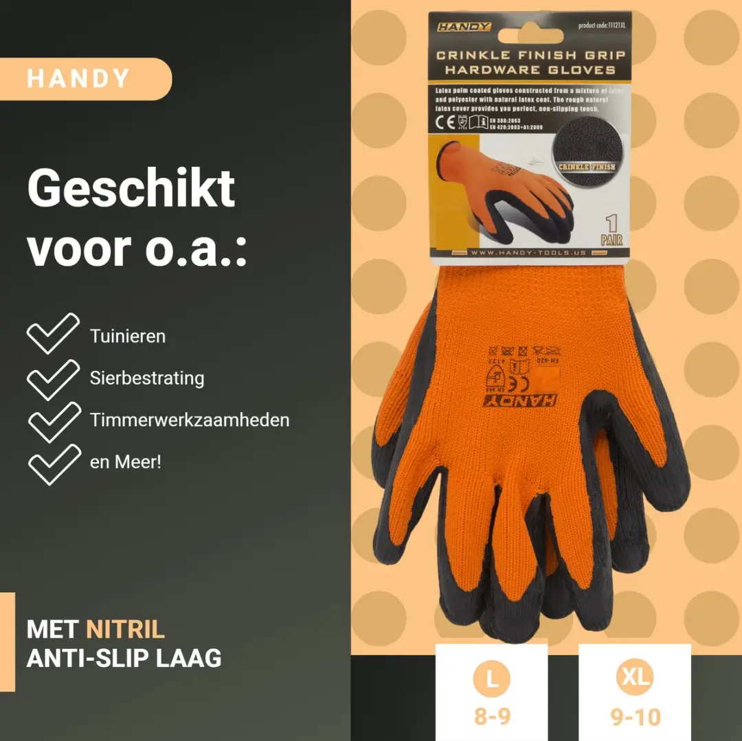 Handy Werkhandschoenen Tuin Oranje Zwart - XL