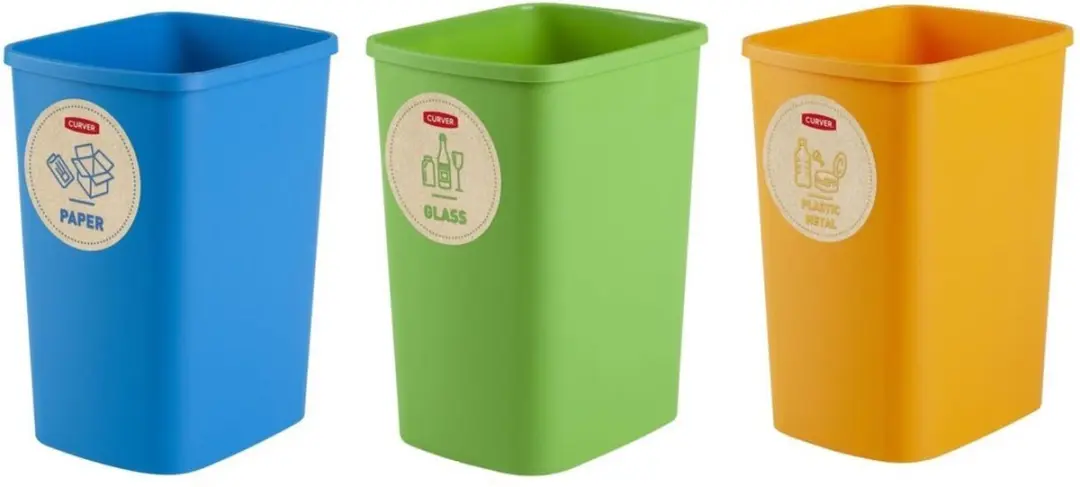 Curver ECO Friendly Scheidingsbakken 75L - 3-delig - Groen/Geel/Blauw