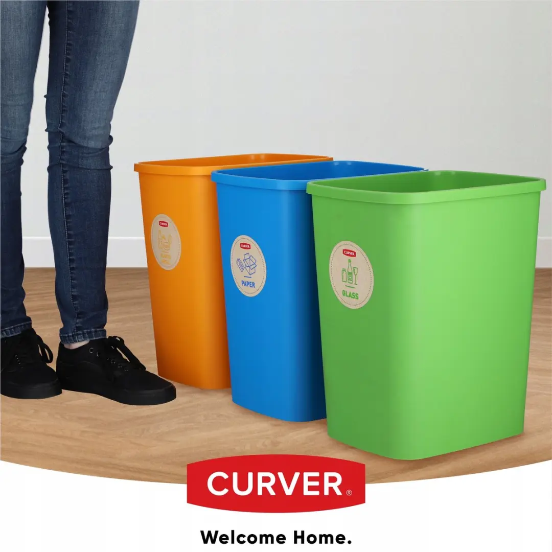 Curver ECO Friendly Scheidingsbakken 75L - 3-delig - Groen/Geel/Blauw