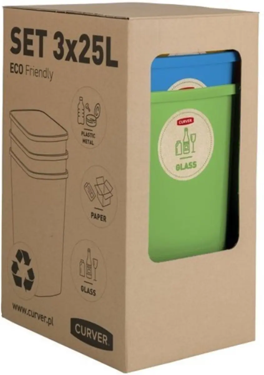 Curver ECO Friendly Scheidingsbakken 75L - 3-delig - Groen/Geel/Blauw - afbeelding 6 van 6
