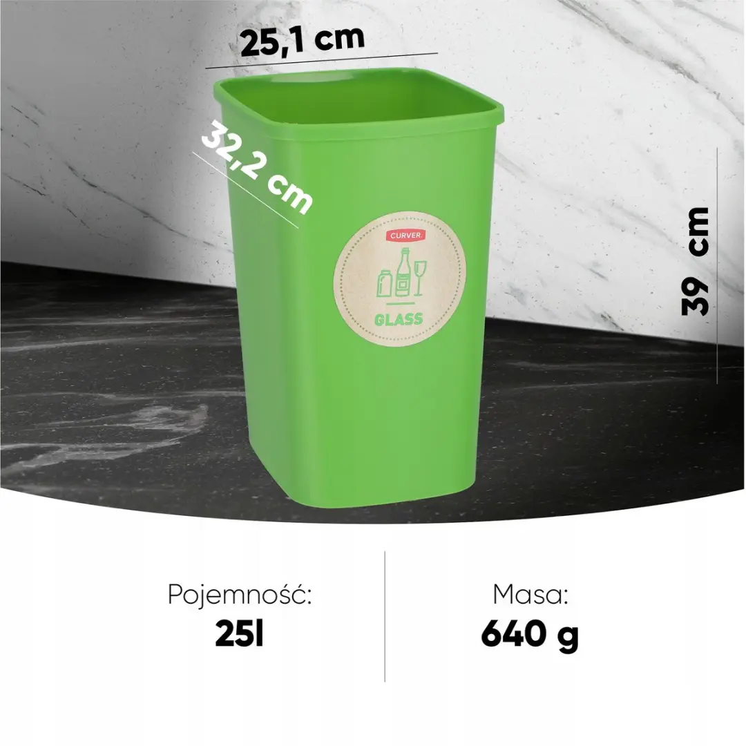 Curver ECO Friendly Scheidingsbakken 75L - 3-delig - Groen/Geel/Blauw