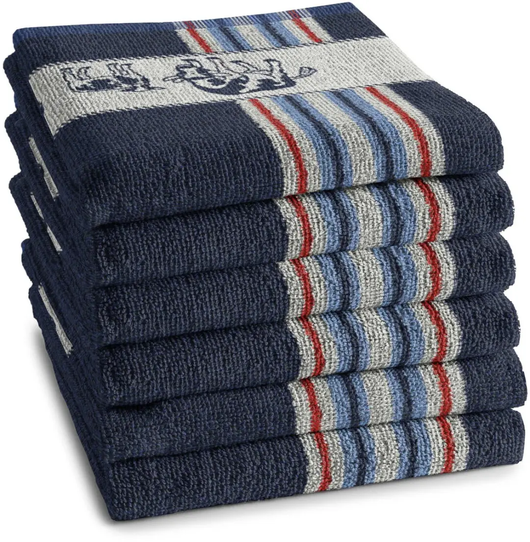 DDDDD Friesian Keukendoek - Set van 6 - 50x55cm - Badstof - Blauw