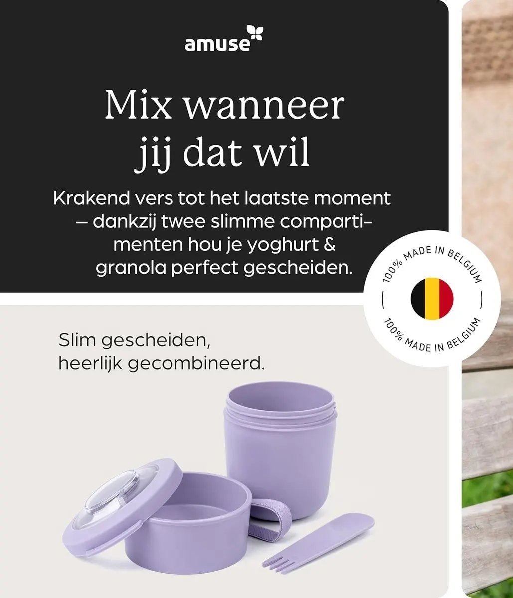 Amuse Tylla Duo Lunchbox 0.6L - 2 Vakken - Paars - afbeelding 6 van 6