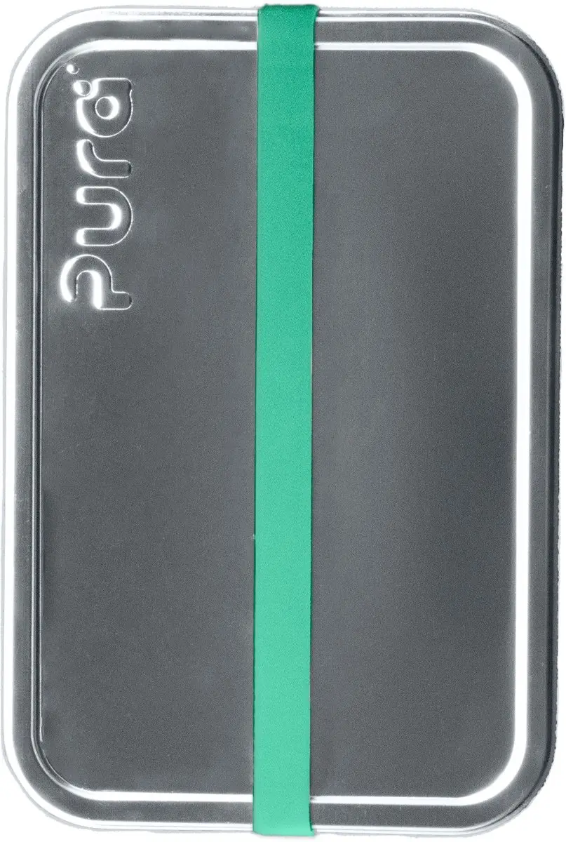 Pura Lunchbox LFC-S - 2 Vakken - RVS - Zilver/ Groen