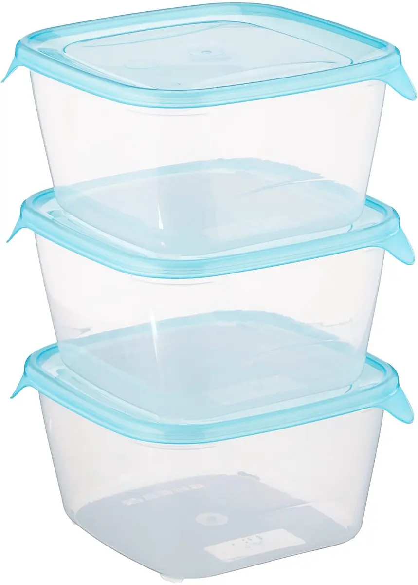 Curver Fresh & Go Vershoudbakjes 3x1.2L - 3 Stuks - Transparant/Blauw