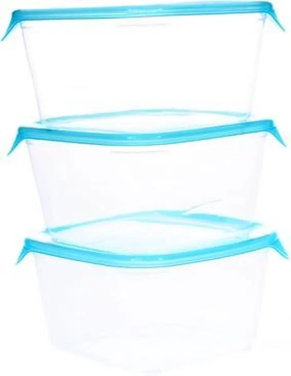 Curver Fresh & Go Vershoudbakjes 3x1.2L - 3 Stuks - Transparant/Blauw