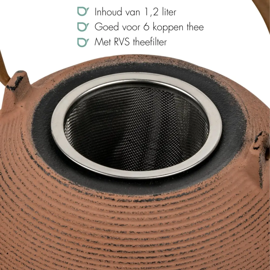 Bredemeijer Theepot Sakura 1,2L Gietijzer - Maroon - 6 Kopjes
