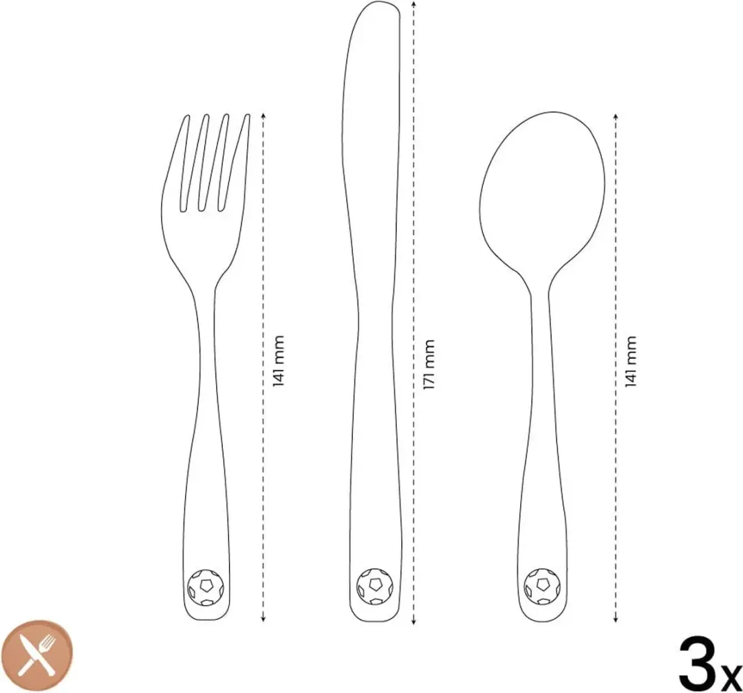 Amefa Footie Kinderbestekset 3-delig 4 Stuks - Zilver