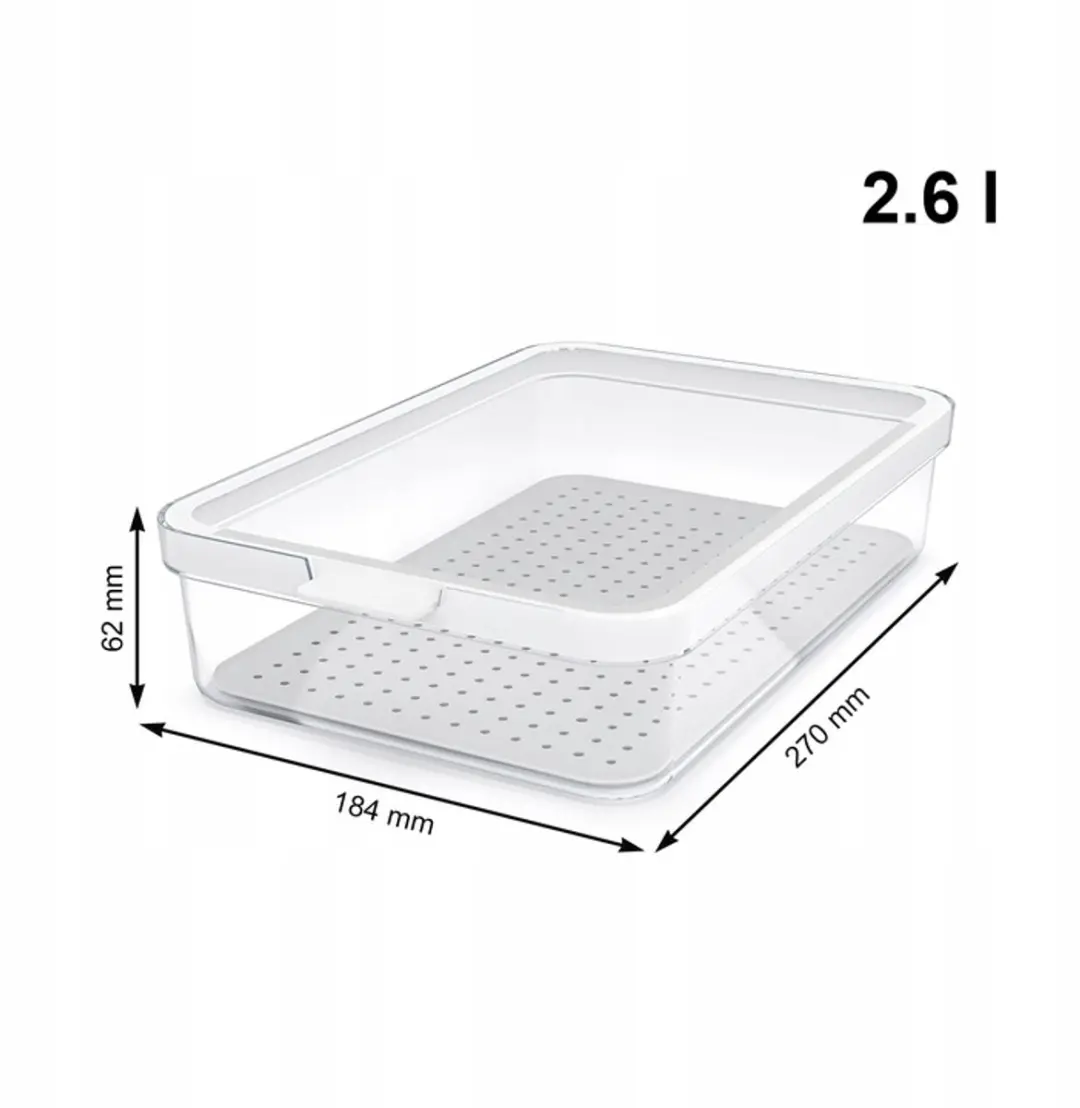 Rotho Cauma Koelkastorganizer 27x18cm - 2.6L - Wit/Transparant