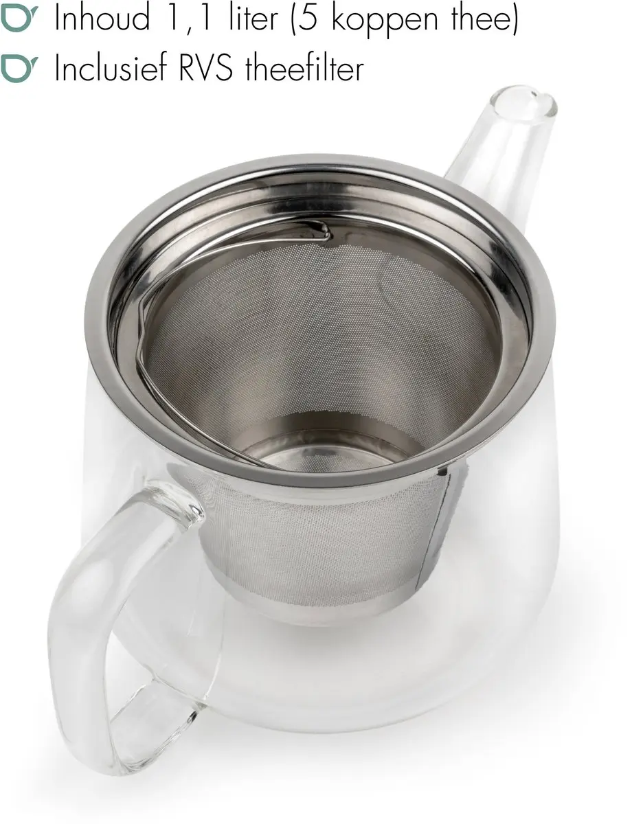 Bredemeijer Merano Dubbelwandige Theepot Glas 1,1L - Transparant