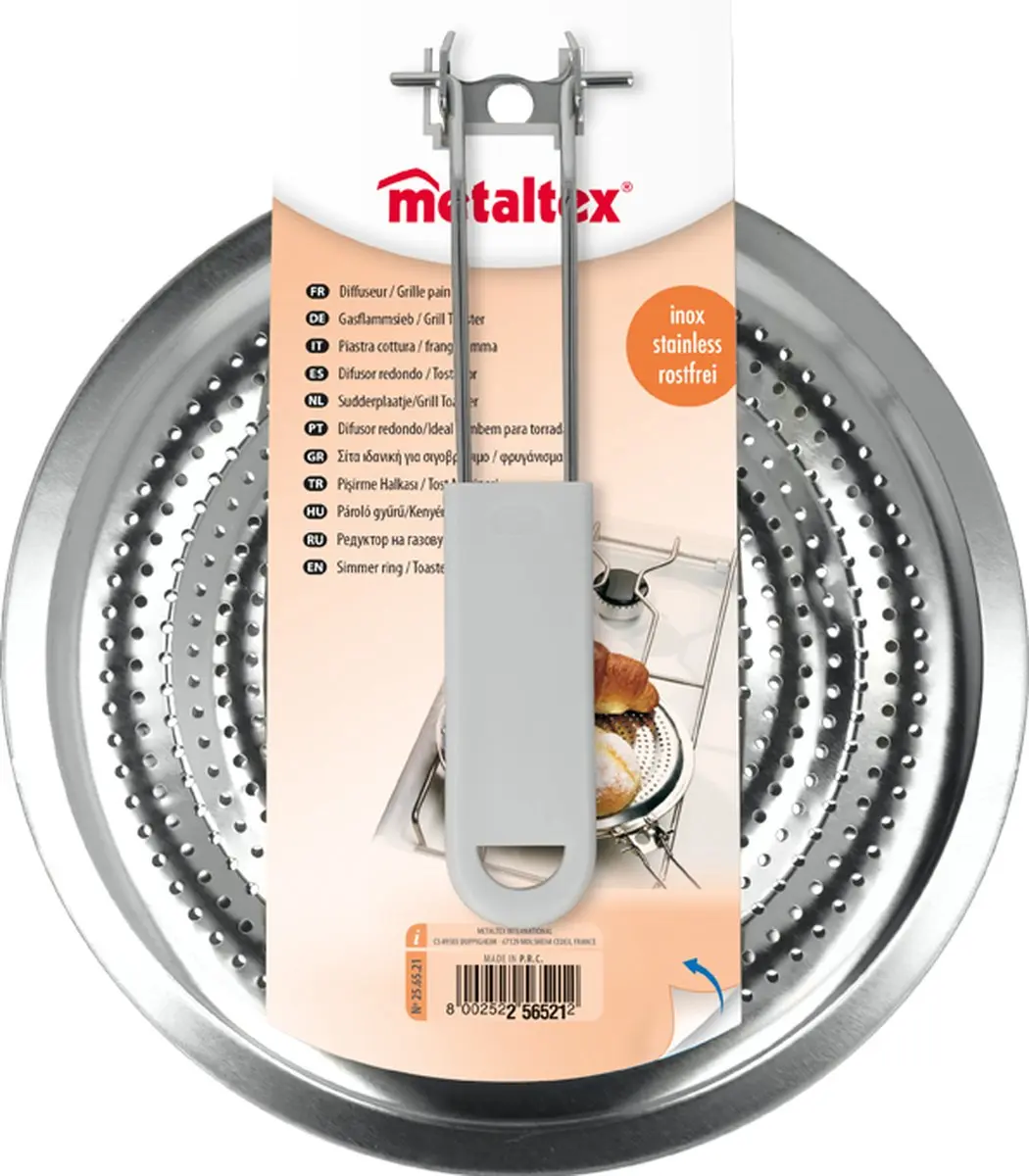Metaltex Gaspitverkleiner 21cm - Vlamverdeler - Zilver