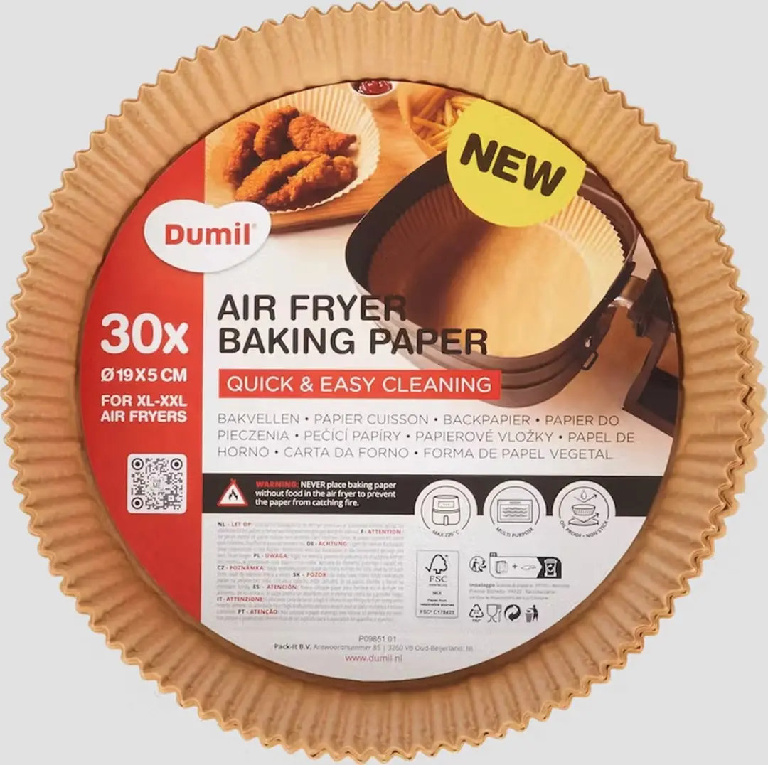Dumil Airfryer Bakpapier Wegwerpbakjes 30 Stuks - 19x5cm