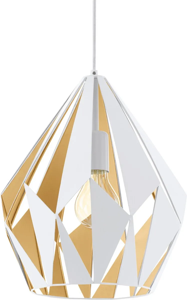Eglo Carlton 1 Hanglamp E27 - Ø31cm - Wit/Goud