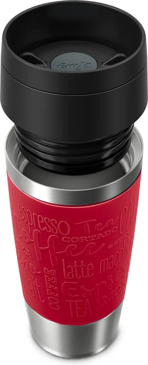 Emsa Travel Mug Classic N2020400 - 360ml - Zwart/Rood/RVS