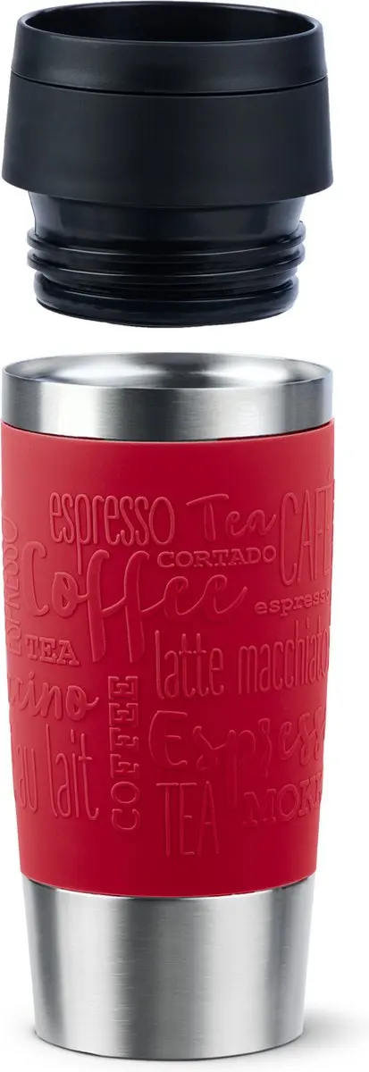 Emsa Travel Mug Classic N2020400 - 360ml - Zwart/Rood/RVS
