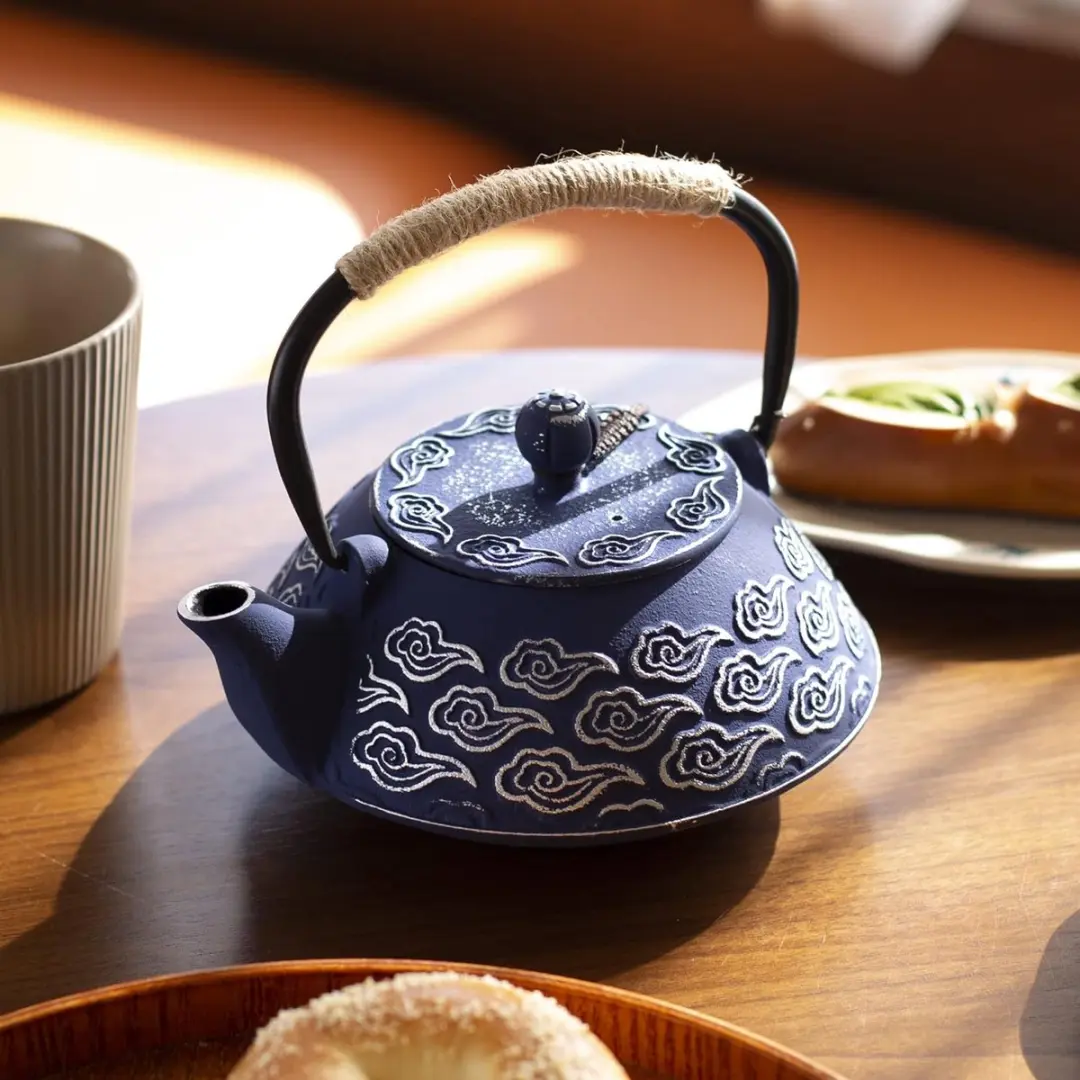 Bredemeijer Japanse Theepot 800ml - Gietijzer Geëmailleerd - Blauw