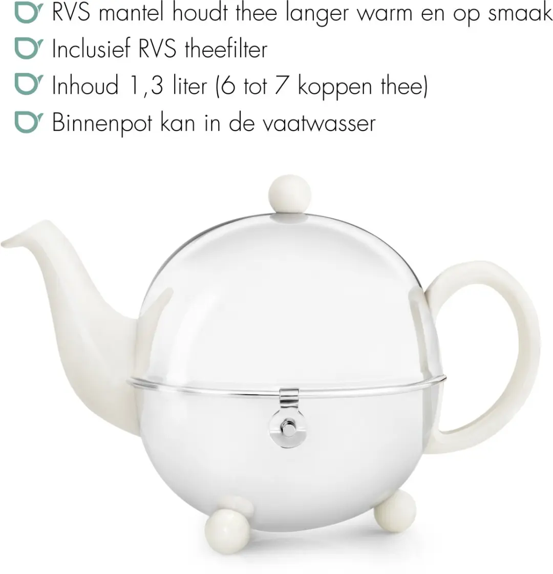 Bredemeijer Cosy Theepot Dubbelwandig 1,3L - Wit